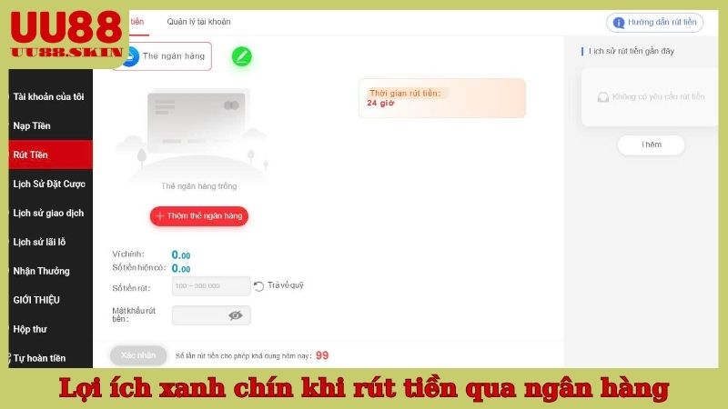 Lợi ích xanh chín khi rút tiền qua ngân hàng